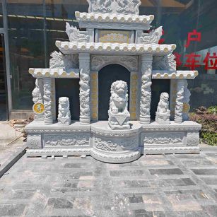 淮北芝麻白中国黑石材套墓 花岗岩墓碑